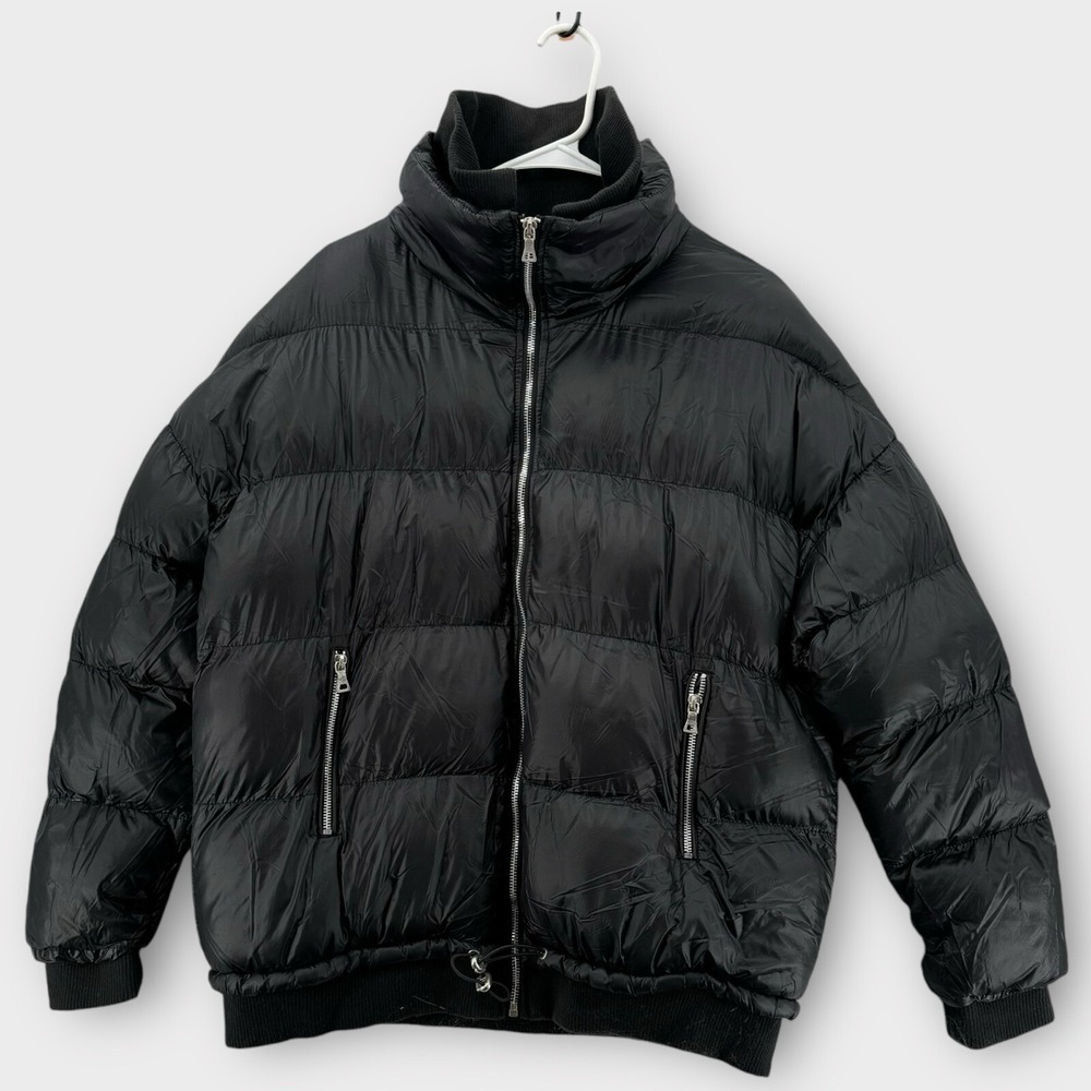 Pretty Little Thing Puffer Jacket Womens 10 Black Hip‎ Hop Coat Zip Up Y2K